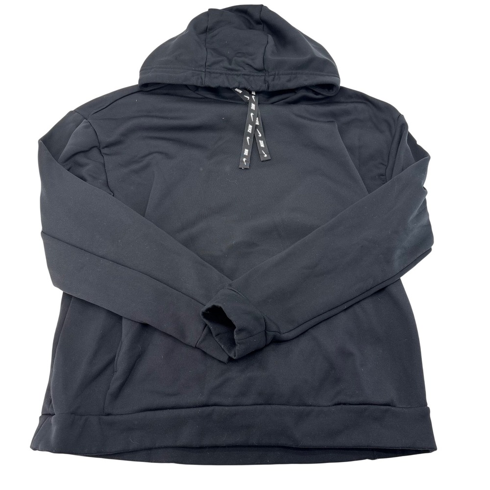 Nike Mens Black Performance Pullover Hoodie Logo Drawstring Small RN56323